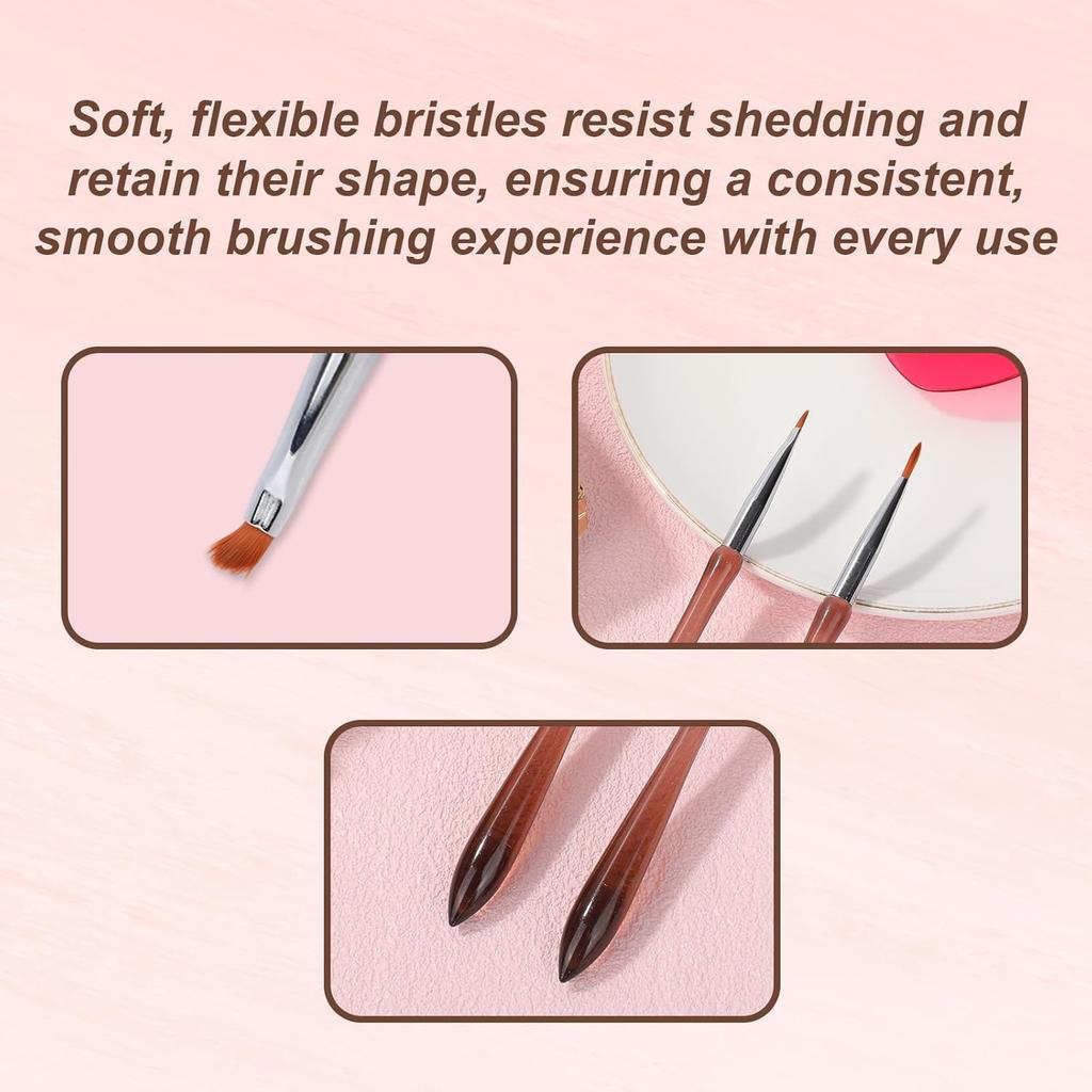 2pcs Nail Design Brushes, Professional Versatile Gel Nail Drawing Pens Acrylic Thin Paint Brushes Tools for Painting Flowers Leaves Petals Fine Line