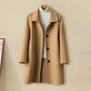 Abrigo de Mezcla de Lana para Mujer Abrigo de Guisante de Largo Medio de Botonadura Sencilla Solapa de Muesca Abrigo Trench Otoño Invierno Ropa Exterior