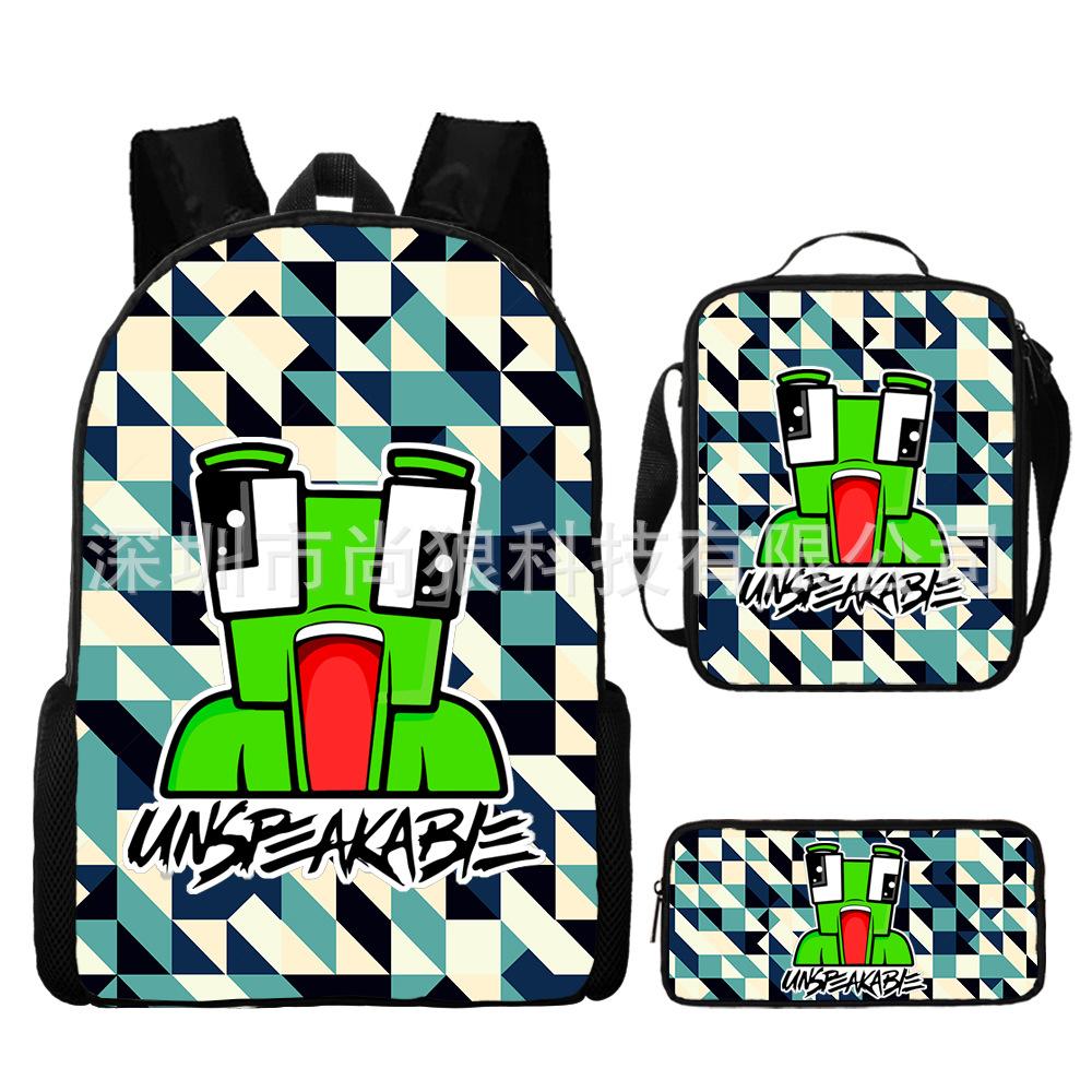 Unspeakable Pattern Schoolbag Large Capacity Backpack Shoulder Bag Pencil Case Three-Piece Set
