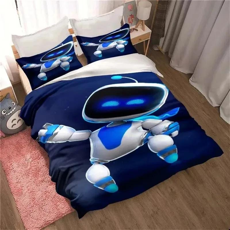 Roztomilé kreslené povlečení Astro Bot Souprava přikrývek Jednolůžková postel King Size Bed Set Dospělí chlapci Ložnice Povlak na polštář Povlak na přikrývku