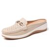 Ladies Platform Loafers Casual Elegant Leather Clog Slippers Backless Mules Women Thick Sole Sandals