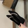 2025 Autumn and Winter New Small Pointed Rhinestone Short Slope Heel Shallow Mouth Commuter Work Women's Single Shoes
