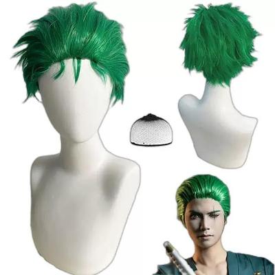 One Piece Zoro Cos Grönalg Peruk, Kort Högtemperaturfiber Syntetisk Hårbit