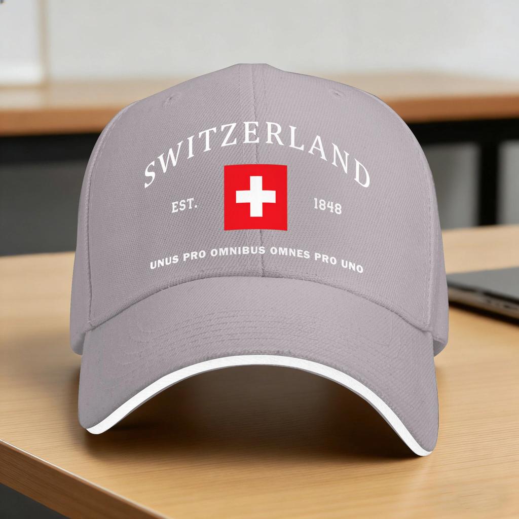 Swiss Switzerland Flag Baseball Cap Fitted Retro Women Unisex Trucker Hat Sun Visor Print Tennis Skate Snapback Cap Gift Idea