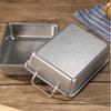 Japanese Style Retro Stainless Steel Square Plate with Ears for Snacks, Dessert, or Fried Chicken
