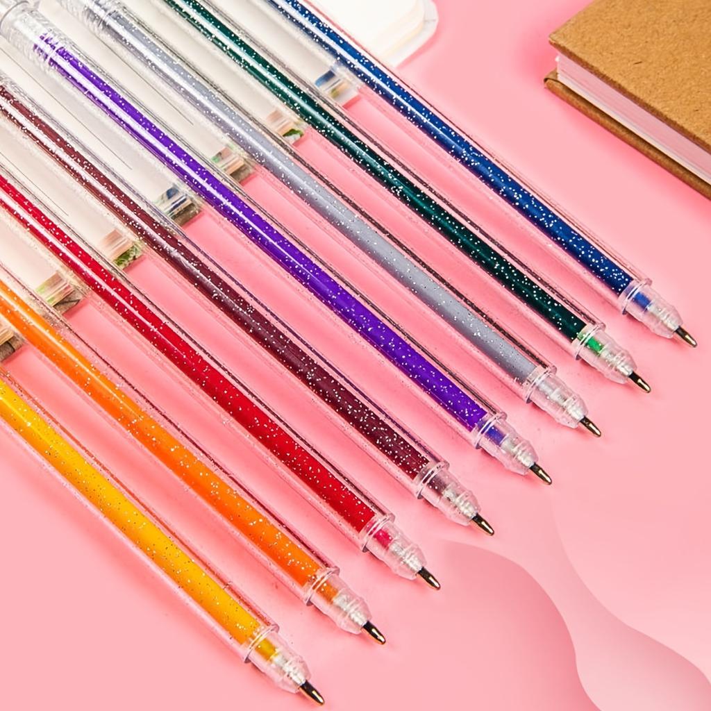 Bview Art 8Pcs Glitter Dual Color Markers Pens Pearlescent Ink for Students School Office Art Drawing Writing Supplies