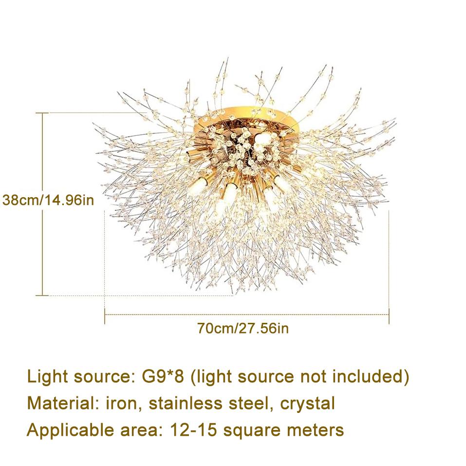 Modern Crystal Chandeliers Ceiling Light, Fireworks Chandelider, Gold Crystals Ceiling Lights, 8 G9 LED, For Living Room, Bedroom, Dining Room
