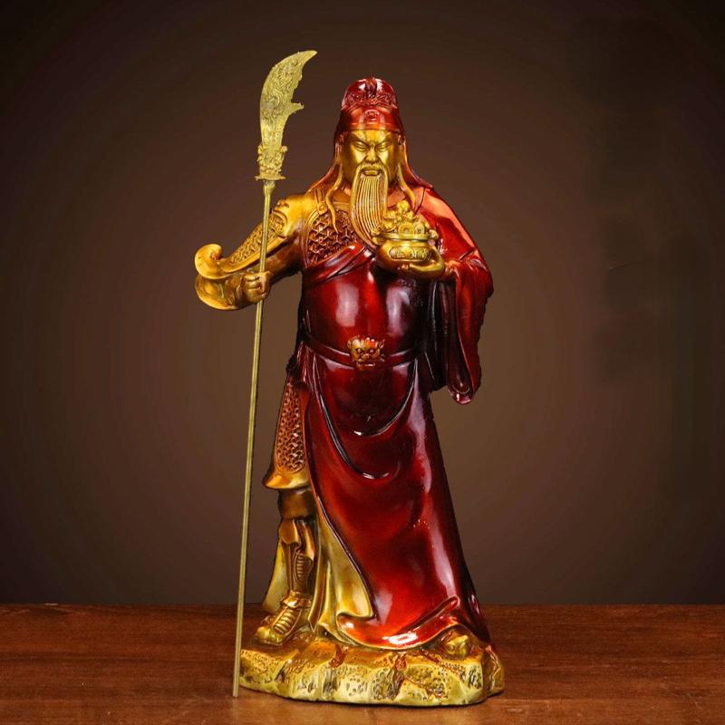 Pure Copper Guan Yu Statue of God of Wealth Guan Gong Inviting Wealth Living Room Store Ornaments