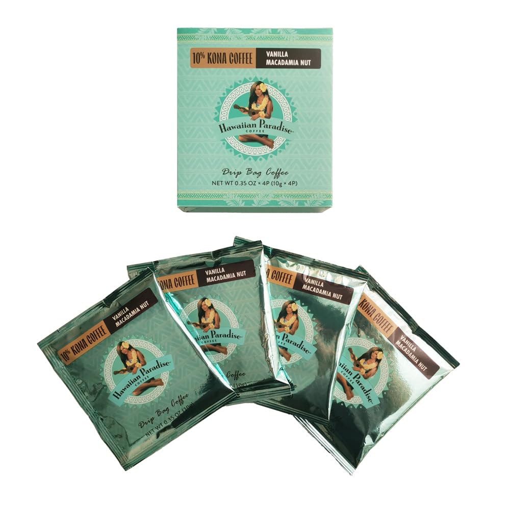 Hawaiian Paradise Coffee 10% Kona Vanilla Macadamia 4-Piece Gift Box