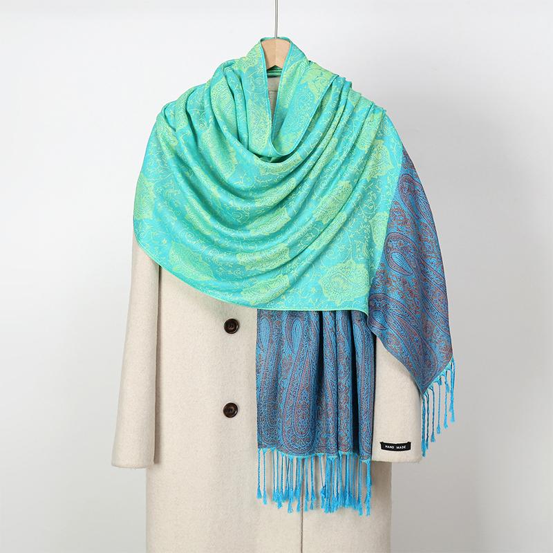 New Fashion Bohemian Paisley Designer Thick Ethnic Style Jacquard Scarf Women Muslim Hijab Tassel Shawl Wrap Pashmina