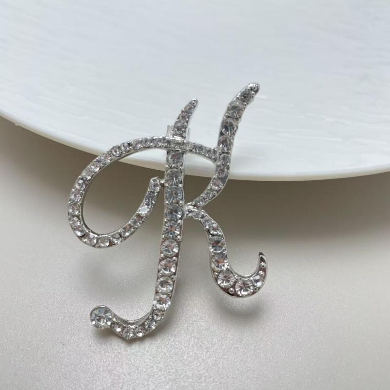 Fashion Alphabet Letter Brooch Pin Full Crystal Rhinestone Encrusted Minimalist Clothing Accessory For Women
