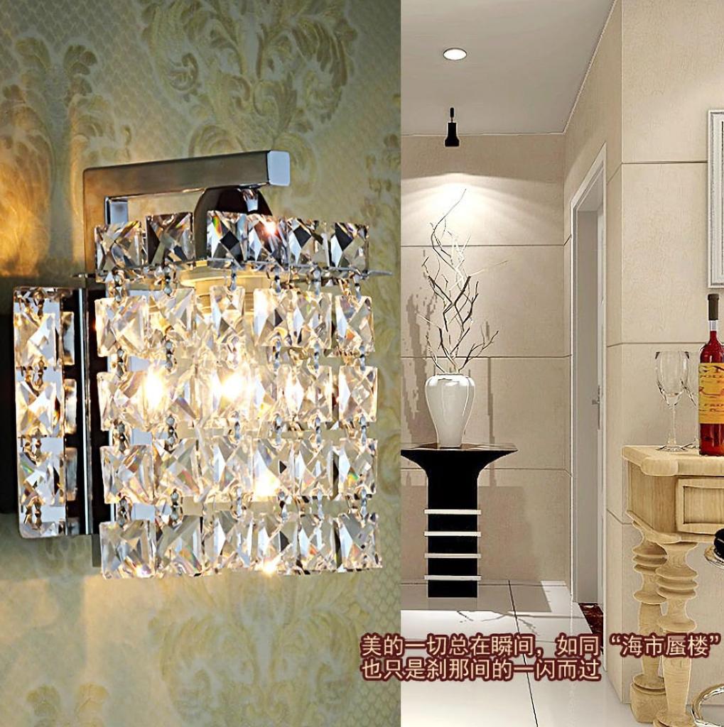 KY LEE Wandleuchte, Nordischer Kristall, E14-Fassung, Glaswandlampe, Indirekte Beleuchtung für Schlafzimmer, Hotels, Flure und mehr