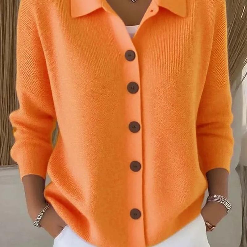 European Style Button Knitted Sweater Cardigan Jacket Fall and Winter Solid Color Casual Fashion Women Clothing