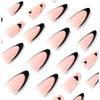 Long French Heart Gold Thread Nails with 1 Jelly Glue and 1 Nail File Press On Nails Black Coffee Almond Nails 15 Sizes Pre-app