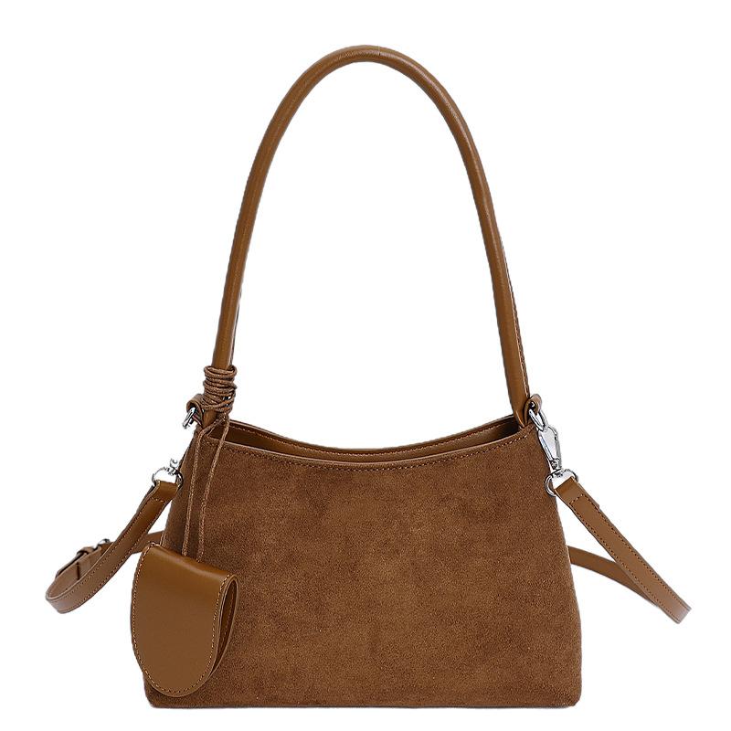 Autumn and Winter Simple Solid Color Musk Skin Velvet Niche Underarm Bag Women's Popular Casual Messenger Bag Commuter Shoulder Bag