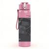 1PC Dark rectangular band album print 750ml colorful plastic sports water bottle leakproof pop up lid with straw for outdoor work home use