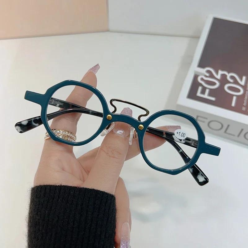 New Fashion Reading Glasses Neutral Retro Round Frame Presbyopia Anti Blue Light Blocking Glasses Clear Lens To +4 0