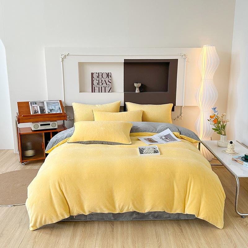 Oboustranná čtyřdílná sada Milk Fleece, zesílené povlečení z korálového fleecu, fleecový termoflanelový povlak na přikrývku