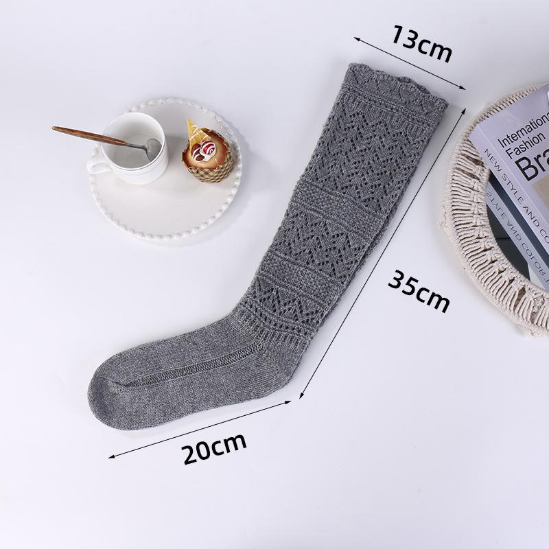 

Универсальные ажурные сетчатые шерстяные гетры выше колена, облегающие, белые, для девочек темно-серого