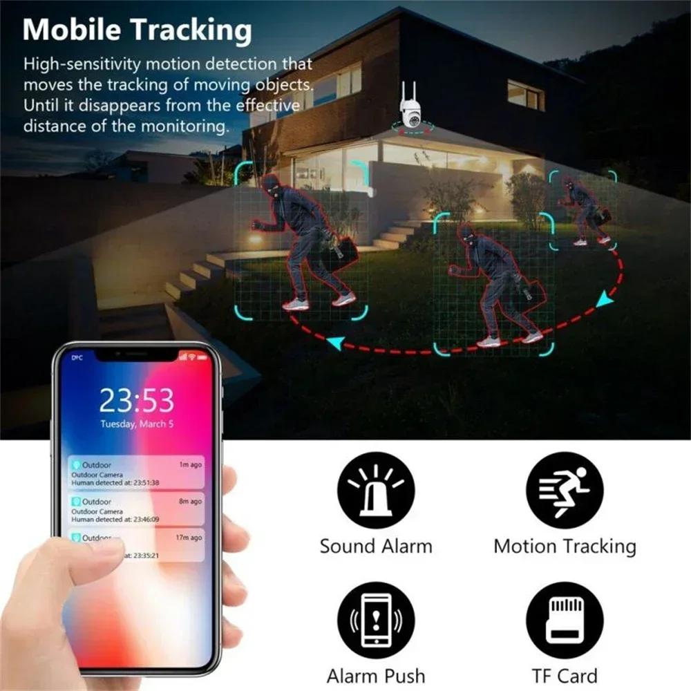 8MP Wireless Security Surveillance PTZ Camera Wifi IP Outdoor 4X Zoom Cameras AI Human Tracking Two-way Audio HD Night Color Camera EU Plug