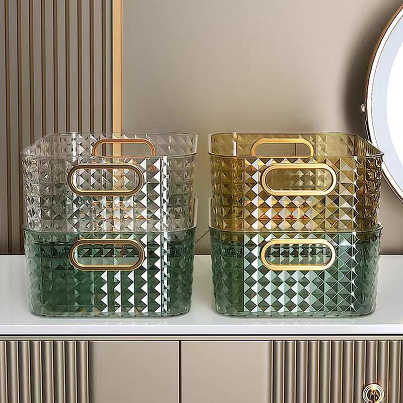 Transparent Storage Box Cosmetic Box Storage Container Plastic Storage Box Clear Drawer With Handle Stackable