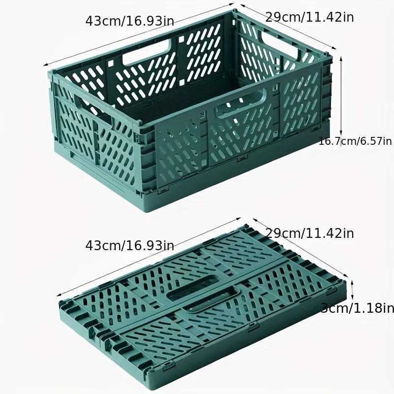 1pc, Folding Plastic Storage Basket, Desktop Stackable Storage Bin, Living Room Refrigerator Storage Box, Under-Bed Storage