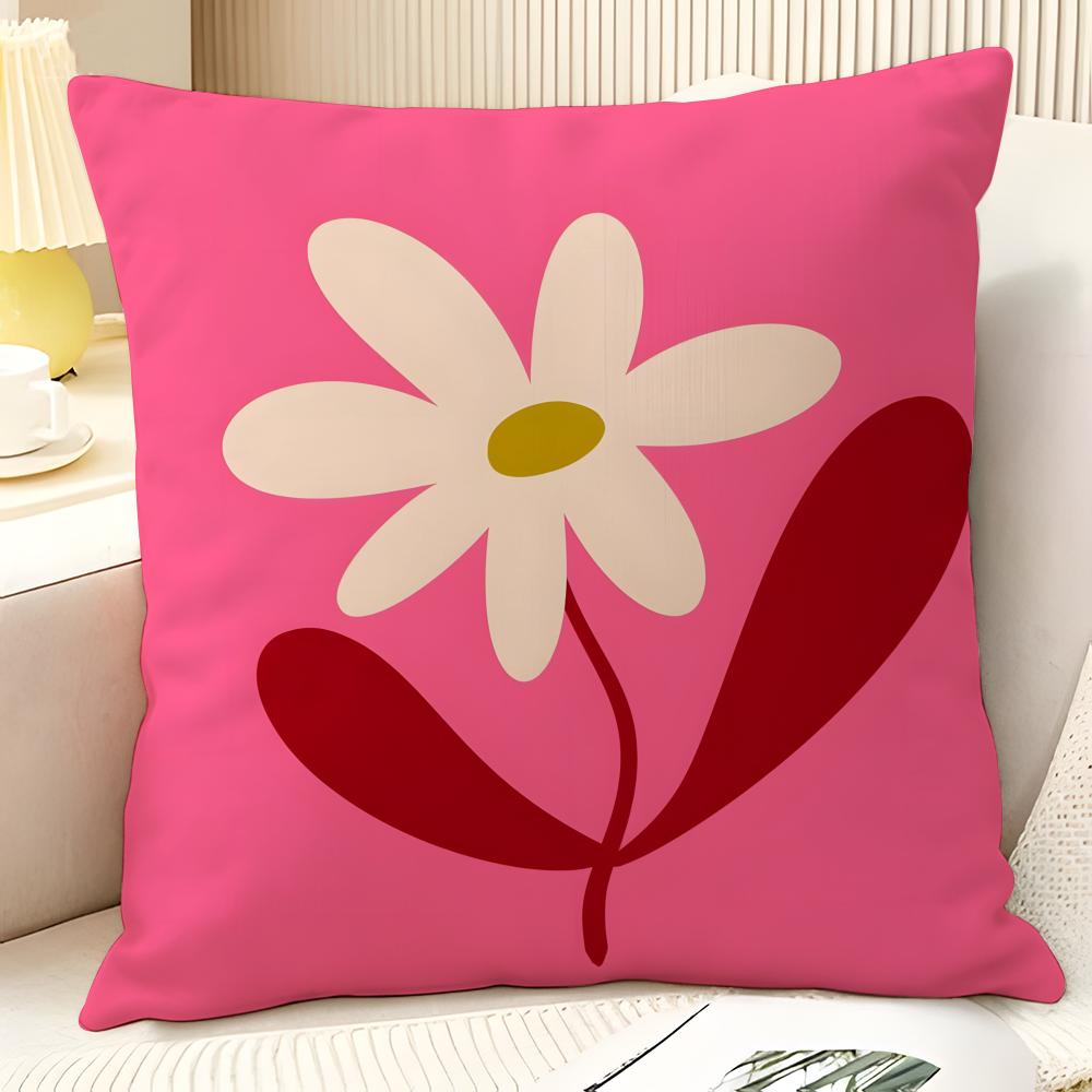 Modern Flower Minimalist Cool 2 Pillow Case Natural Linen Organic Fabric Double-Sided Printing Sofa Home Decor Gift Pillow Case
