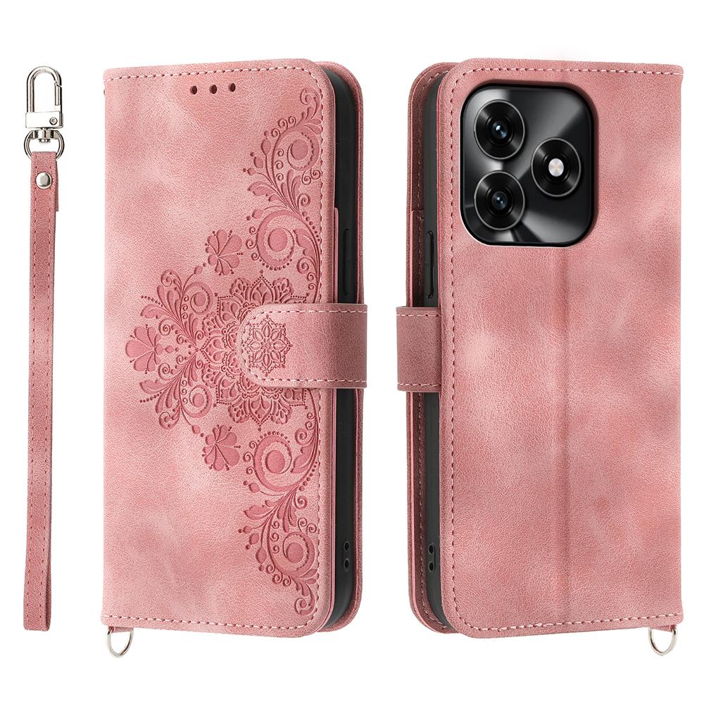 

Wallet Case For Honor X5c Plus 4G / X5c 4G / Play10A 4G Flower Pattern PU Leather Phone Cover with Strap