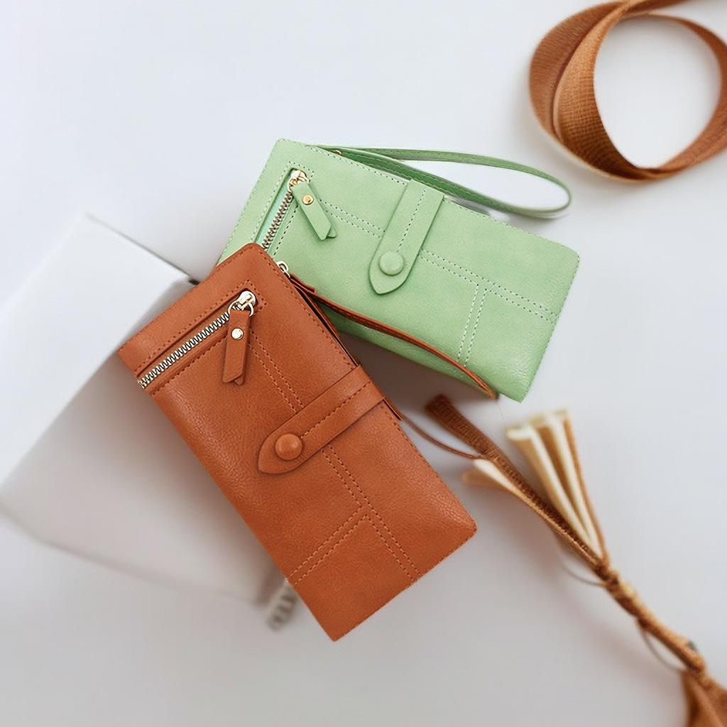 Portfele Damskie Świeży Styl Długi Portfel, Skórzany Etui na Karty, Portmonetka, Kopertówka