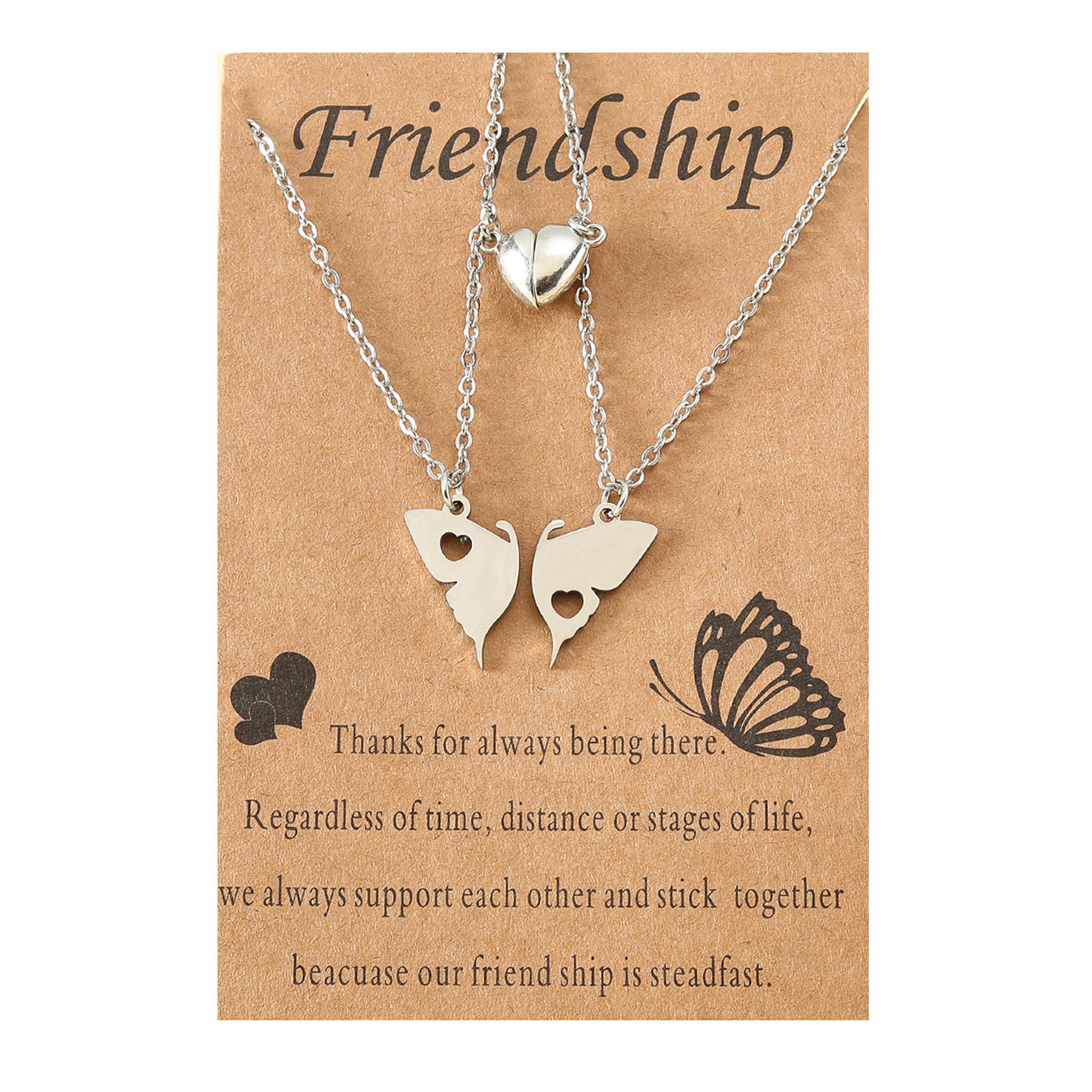 

Европейский и американский набор ожерелий дружбы из нержавеющей стали «Бабочка» с магнитной цепочкой «Любовь» для ключицы