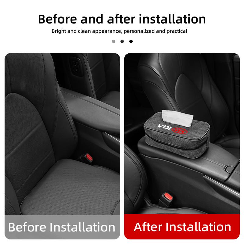 For KIA Car Logo Tissue Storage Box Armrests Sunshades Storage Auto Accessories Sorento Stinger Soul Spectra Niro Cadenza Sephia udrgf