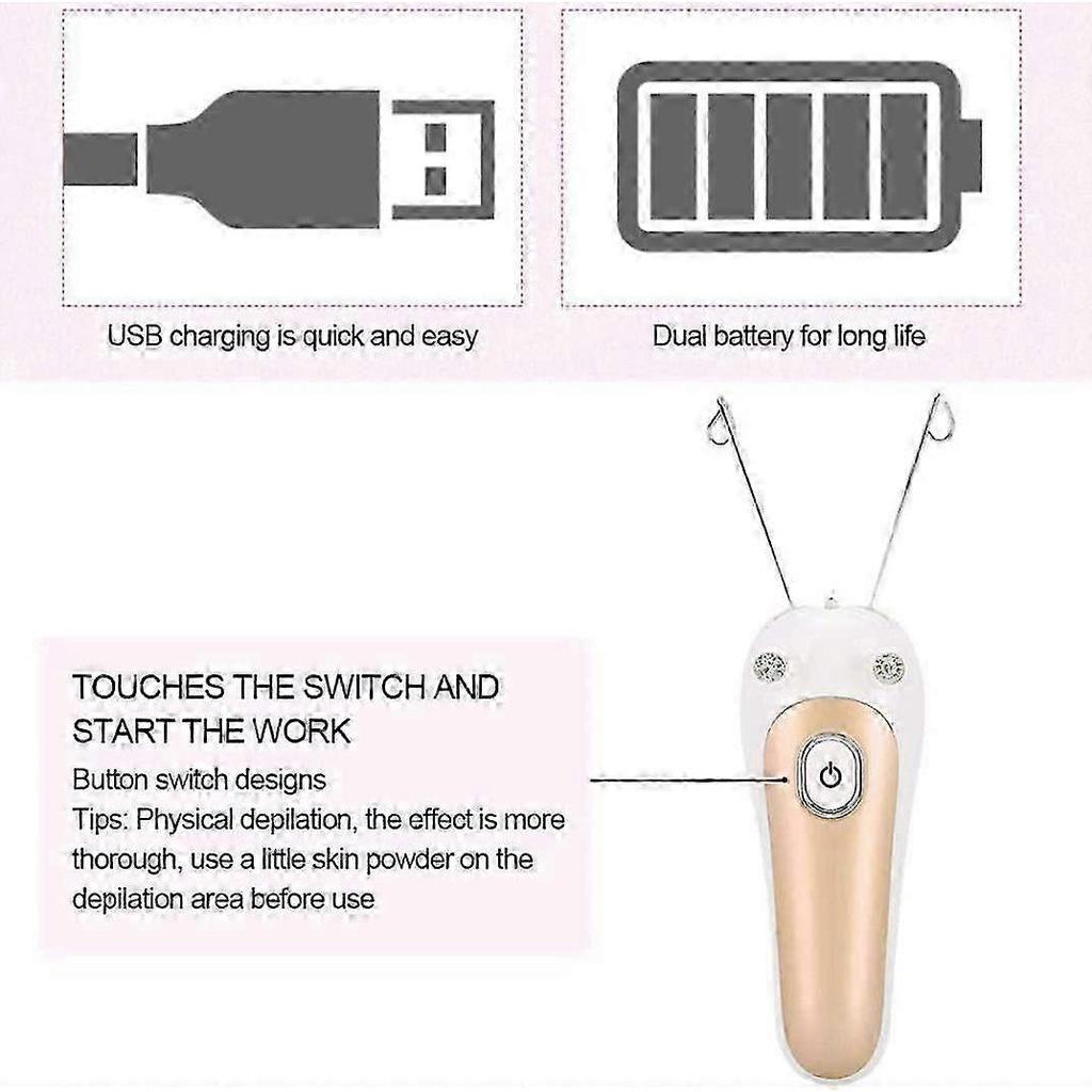 Thread Hair Remover Face Body Hair Remover With Gold Shaver Cotton Thread, Electric Hair Remover, Rechargeable Hair Remover, Thread Hair Remover