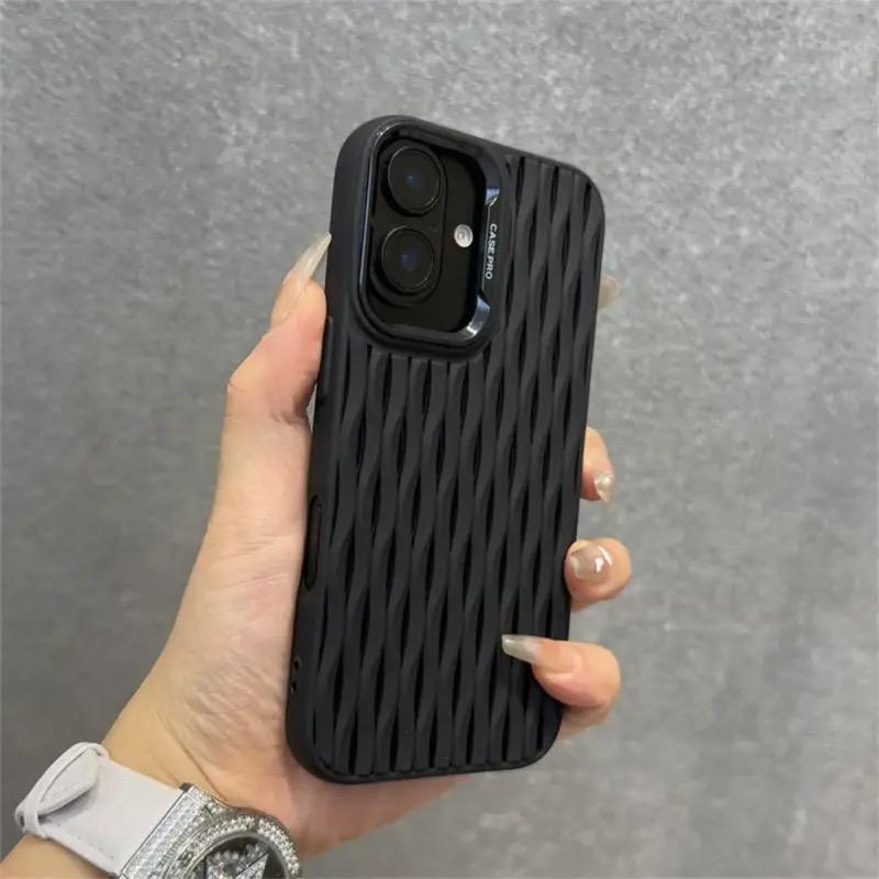 

Полый сетчатый силиконовый чехол для отвода тепла для iPhone 16 Pro Max 15 Plus 14 13 12 ProMax 11 Волнообразный охлаждающий противоударный мягкий чехол iPhone 16 Pro чёрный