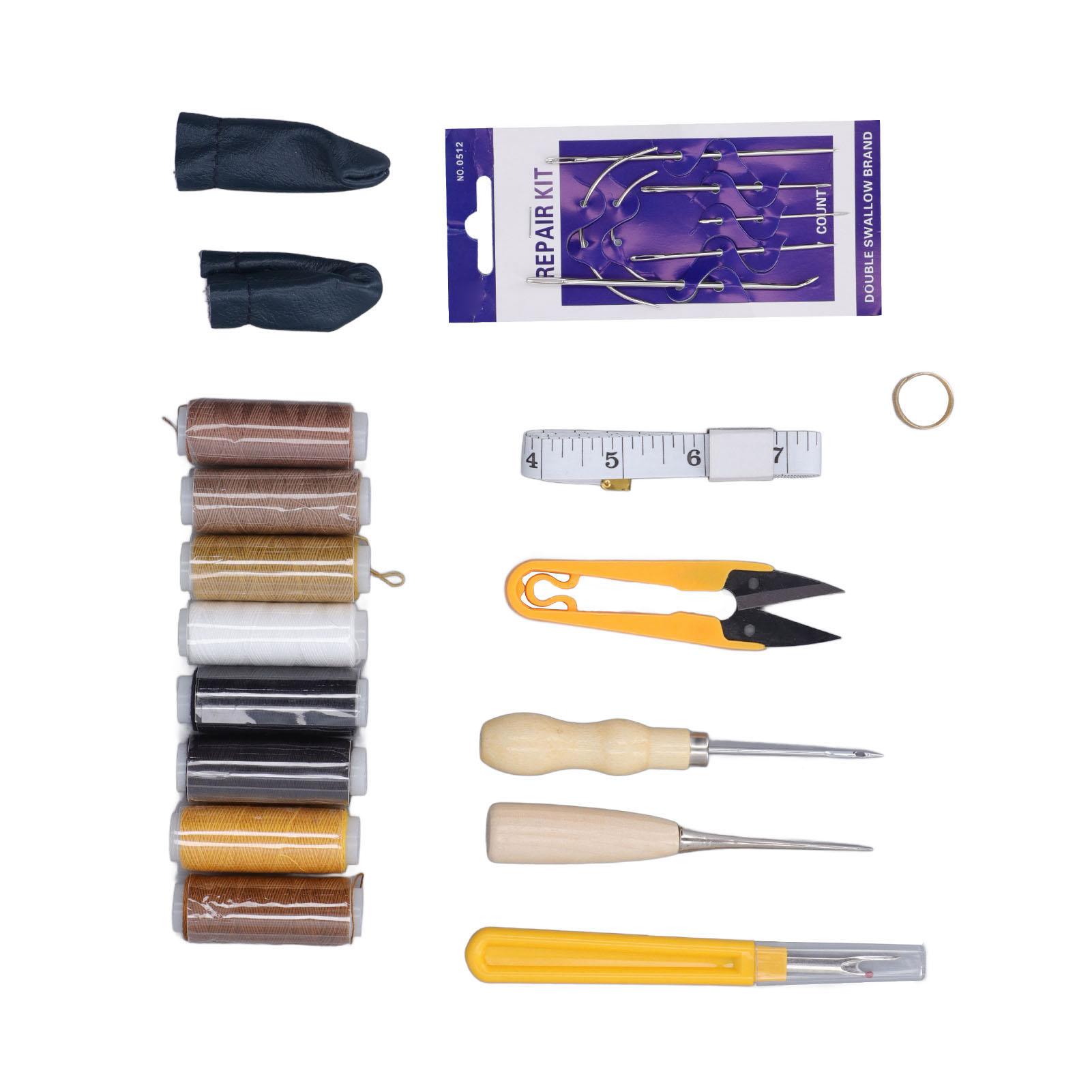 

Кожаные инструменты Вощеные нити Иглы Шило Пряжа Ножницы Рулетка Инструменты для работы с кожей для DIY