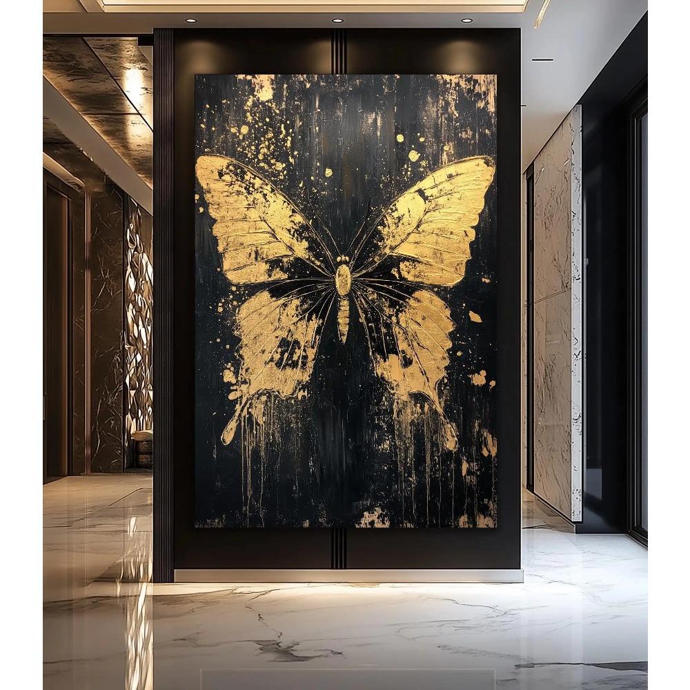 Fox Elephant Eagle Canvas Painting Black Gold Animal Print Poster Luxury Wild Animal Decoration Abstract Modern Gold Home Decor