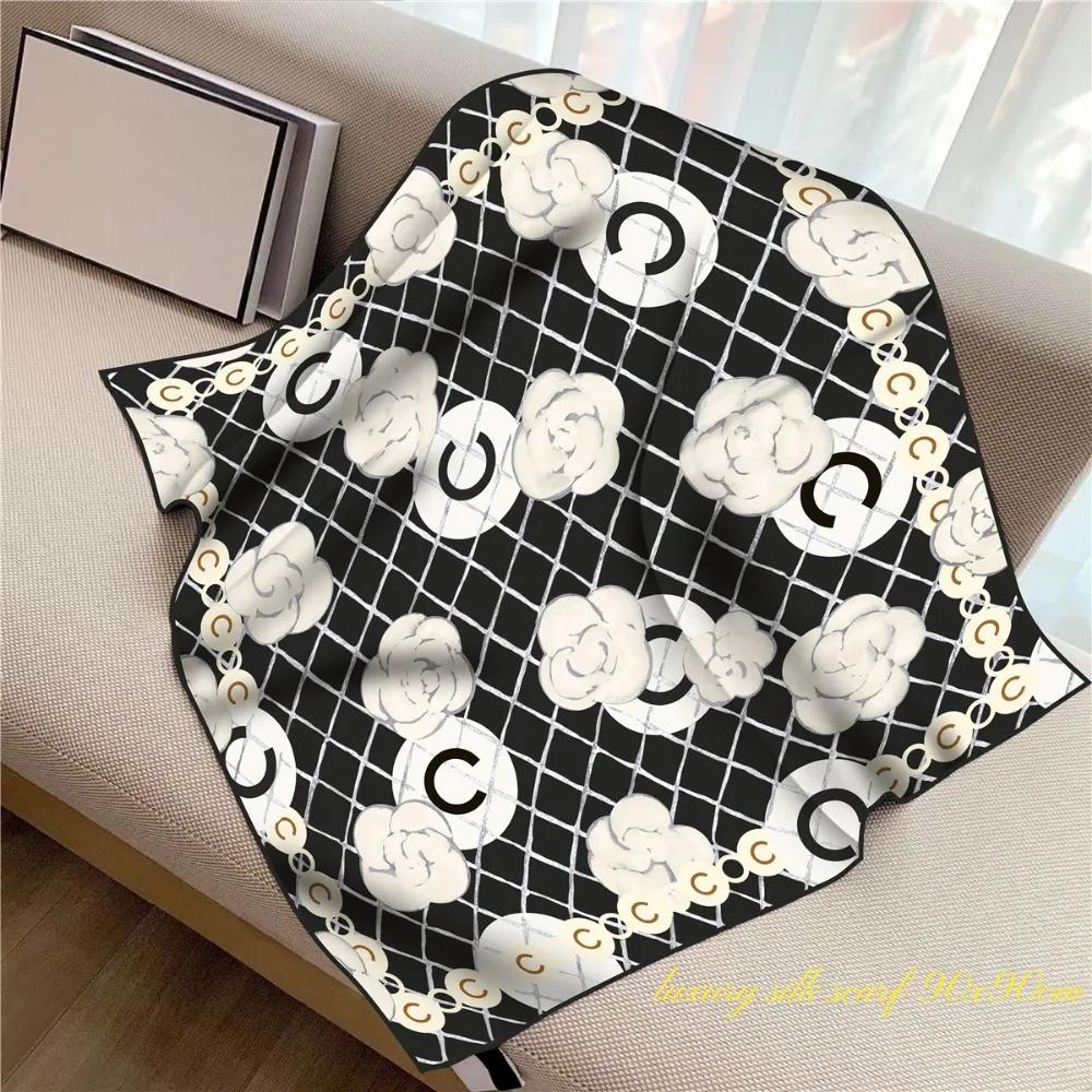 French 90Cm New Rose Twill Silk Women'S Travel Sunscreen Shawl Large Square Scarf Headscarf Scarf Scarf Scarf Women Luxury