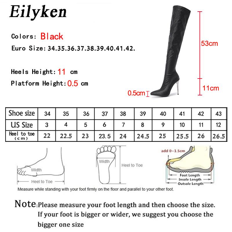 Fashion Eilyken Sexy Nightclub Party Stripper Over The Knee Boots Women Stiletto Heels Fashion Pointed Toe Zip Thigh High Female Shoes