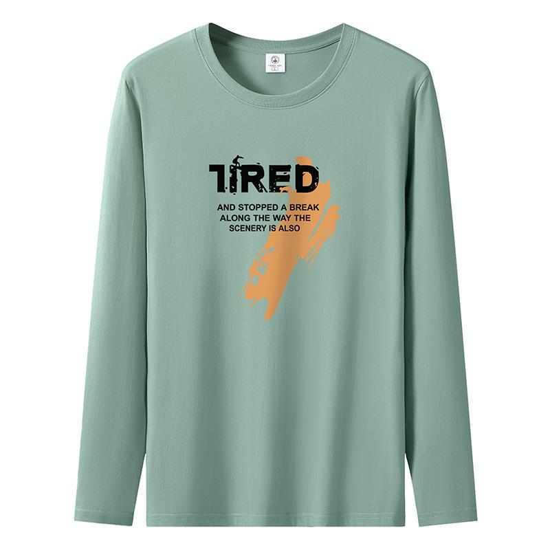 Tired Pattern Man Long Sleeves T-shirt Pure Cotton Men Casual Sweatshirt Large Size