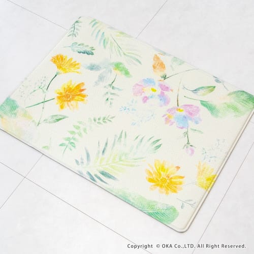 OKA Quick Wipeable Bathroom Mat, Approximately 45cm x 60cm, Gray (Moroccan) (Wipeable PVC)