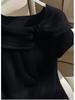 Plus Size Women's Pleated Slimming Round Neck T-shirt with Short Sleeves
