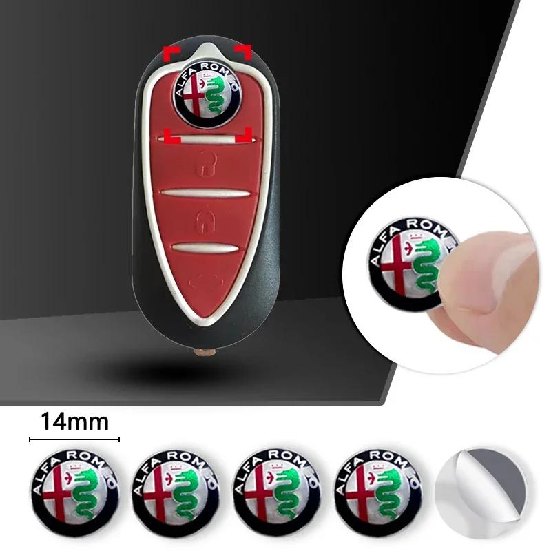 For 14mm Car Key Shell Sticker Car Key Remote Fob Decal Auto Parts For Alfa Romeo Sportiva 156 Stelvio Giulia Giulietta QF4