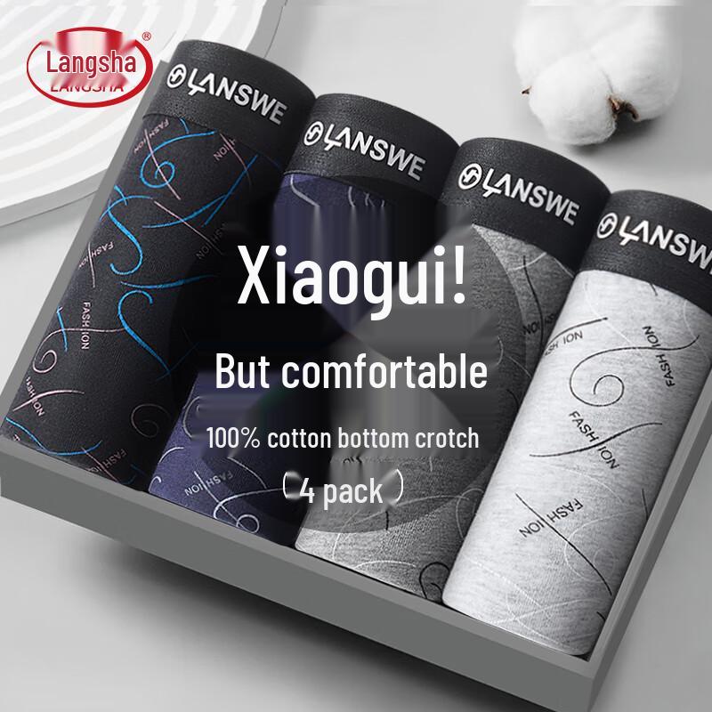 Langsha Men's Pure Cotton Boxer Briefs (4-Pack)