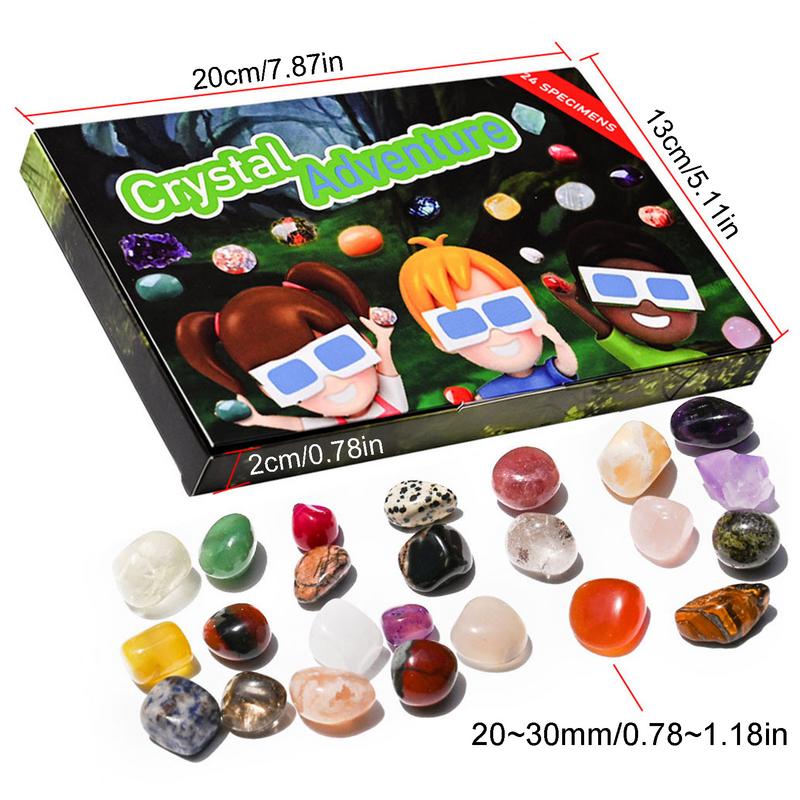 Crystal Rock Adventskalender Kristall Countdown Kalender für Weihnachten Sammler Edelsteine Achat Steine Set für Kristall
