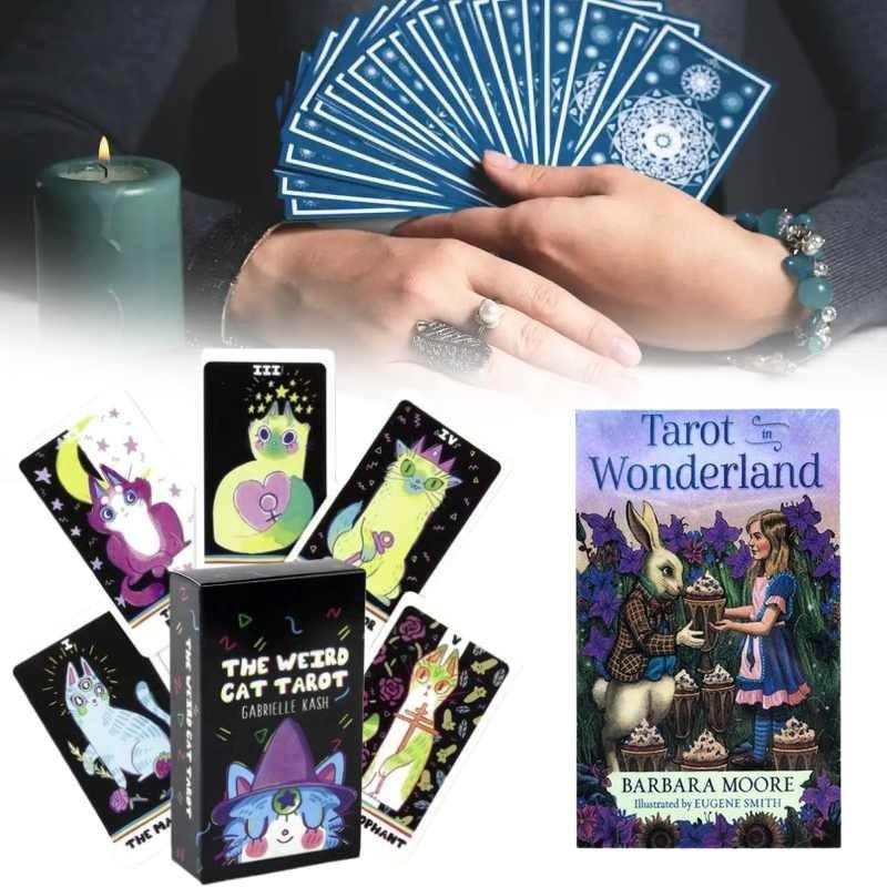 The Weird Cat Tarot In Wonderland Cards Set With Colorful Box For Divination And Entertainment