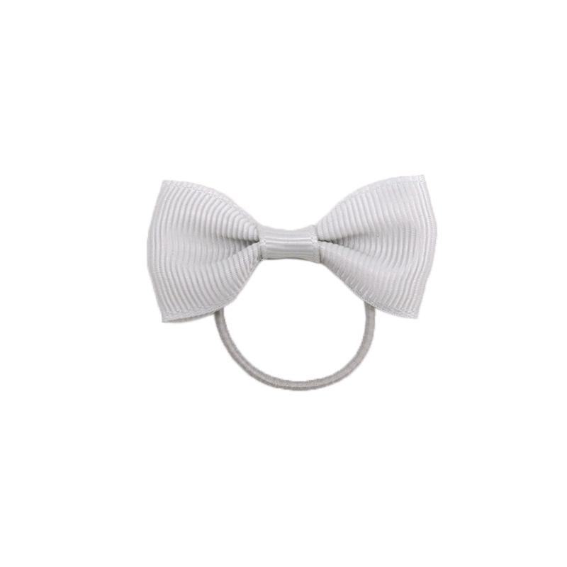 Children’s 2-inch Solid Color Ribbed Hair Tie with Bow – Girls' Flat Knot Elastic Hair Accessories