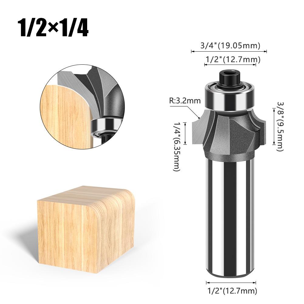 

1/2 Handle Fillet Cutter Chamfering Milling Cutter, Commonly Used Fillet Cutter Preferably Tungsten Steel Alloy Fillet Cutter Trimming Machine Tool Rounded Knife 1/2 * 1/4