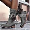 Autumn and Winter New Lace-up Rivets Low Heel Thick Heel Medium Tube Short Boots Large Size Women's Boots Locomotive Knight Boots Women's Spot