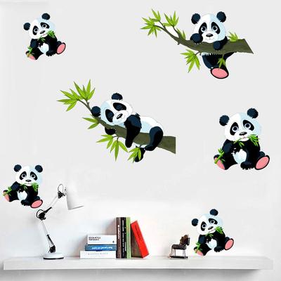 Festival Supplies Cartoon Bamboo Panda Wall Sticker Waterproof PVC Panda Mural Decals Removable Wallpaper Decal Bedroom