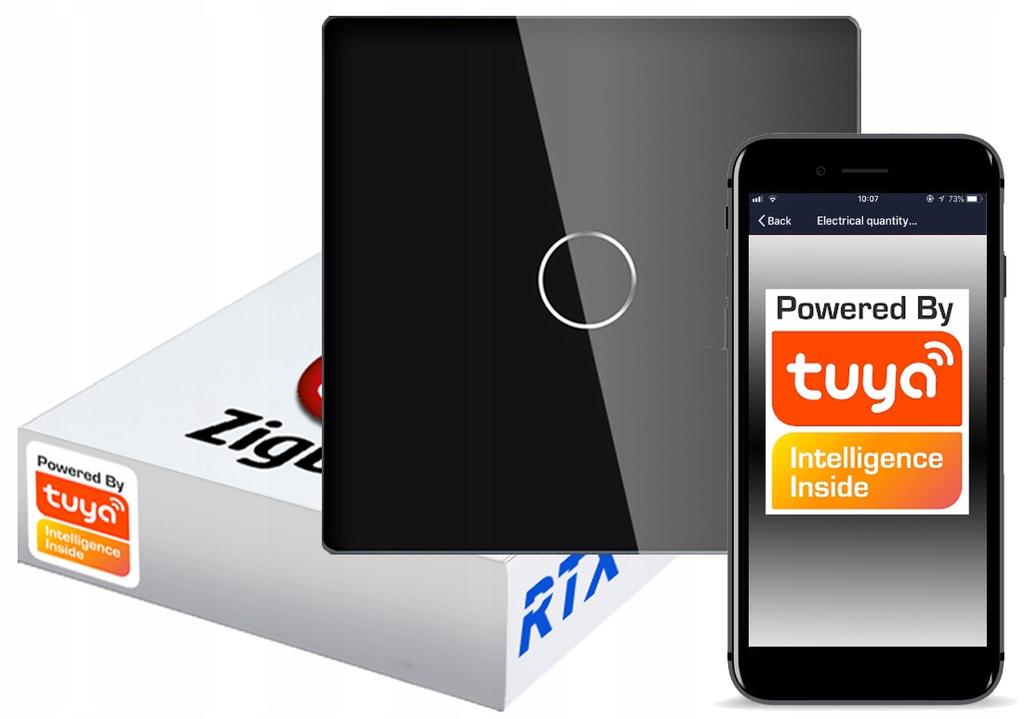 Touch Switch BLACK 1-circuit ZigBee TUYA RTX SH