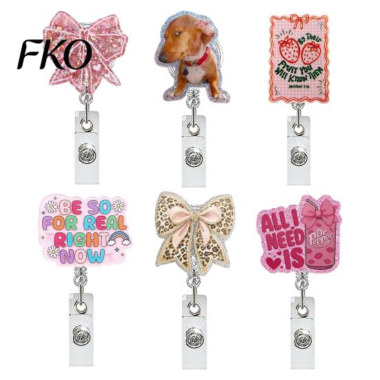 Retractable Name Tag Holder Nurse Badge Reel, Funny Glitter Acrylic with Rotating Reel Clip, Sparkly Cute ID Card for Teachers Student Staffs